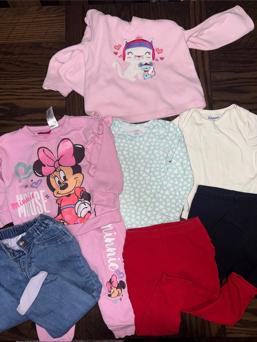 Disney Pink Minnie Mouse & Cat Matching Kids Set - Pink, Red, Blue, White, Black